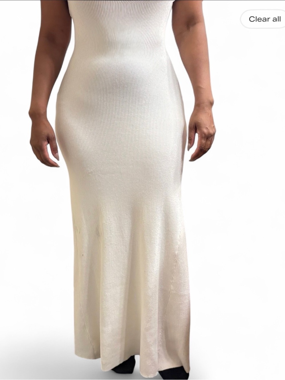 Divided White Ribbed Maxi Tank with Black Contrast